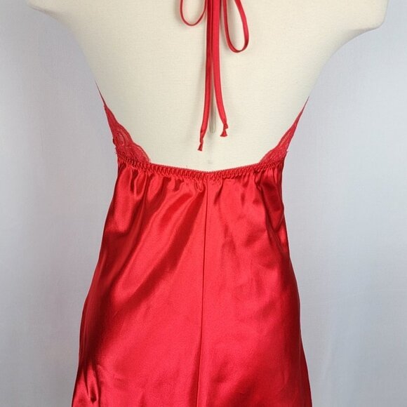 Vintage Fredericks Hollywood Womens Babydoll Slip Dress Small Red Satin Coquette - Picture 8 of 15
